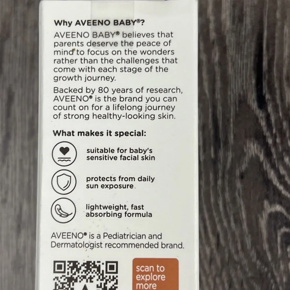 Baby Face Lotion Sunscreen SPF 30 Oat Enriched 1.5 fl oz Aveeno Daily Moisture